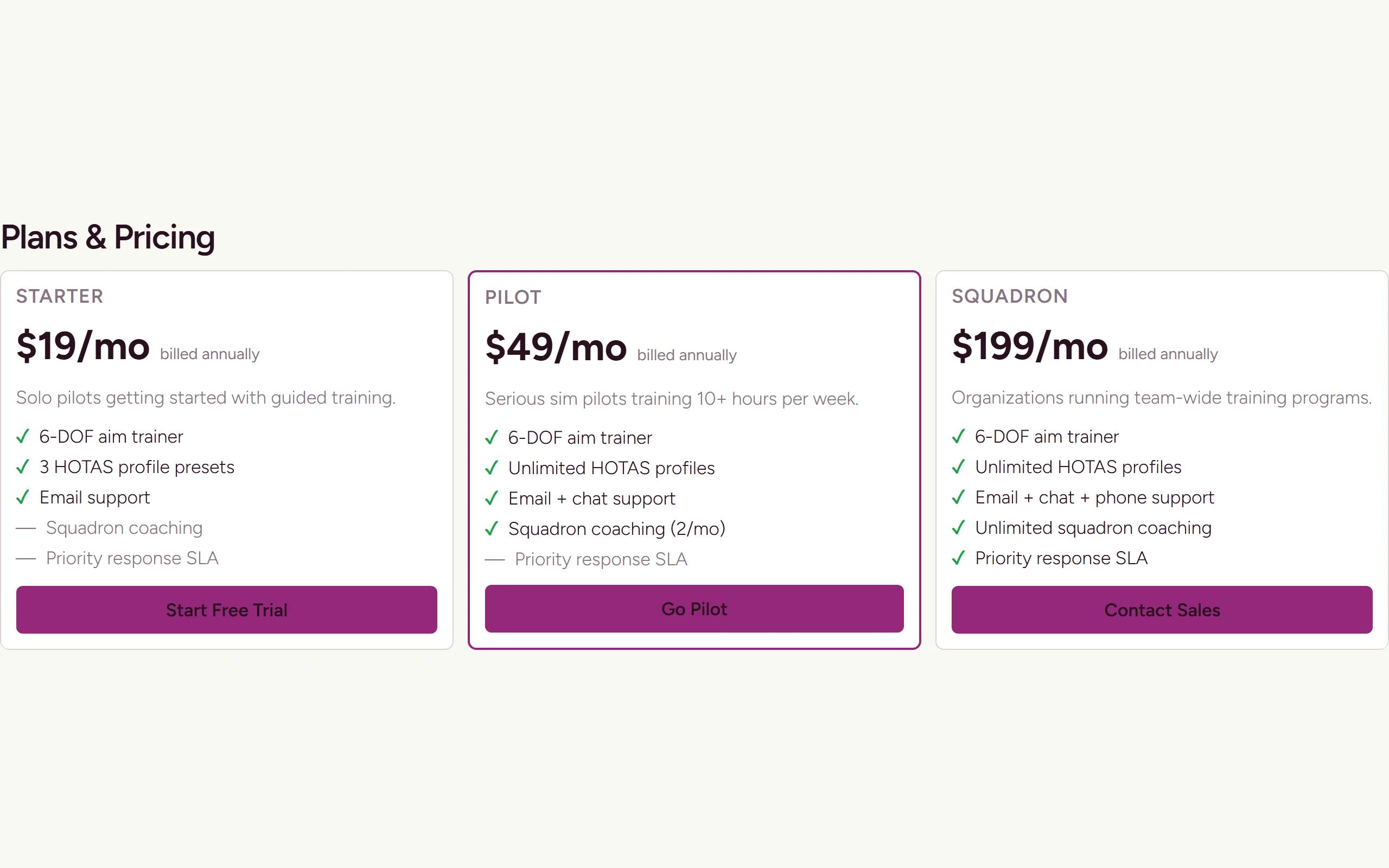 Price Table preview