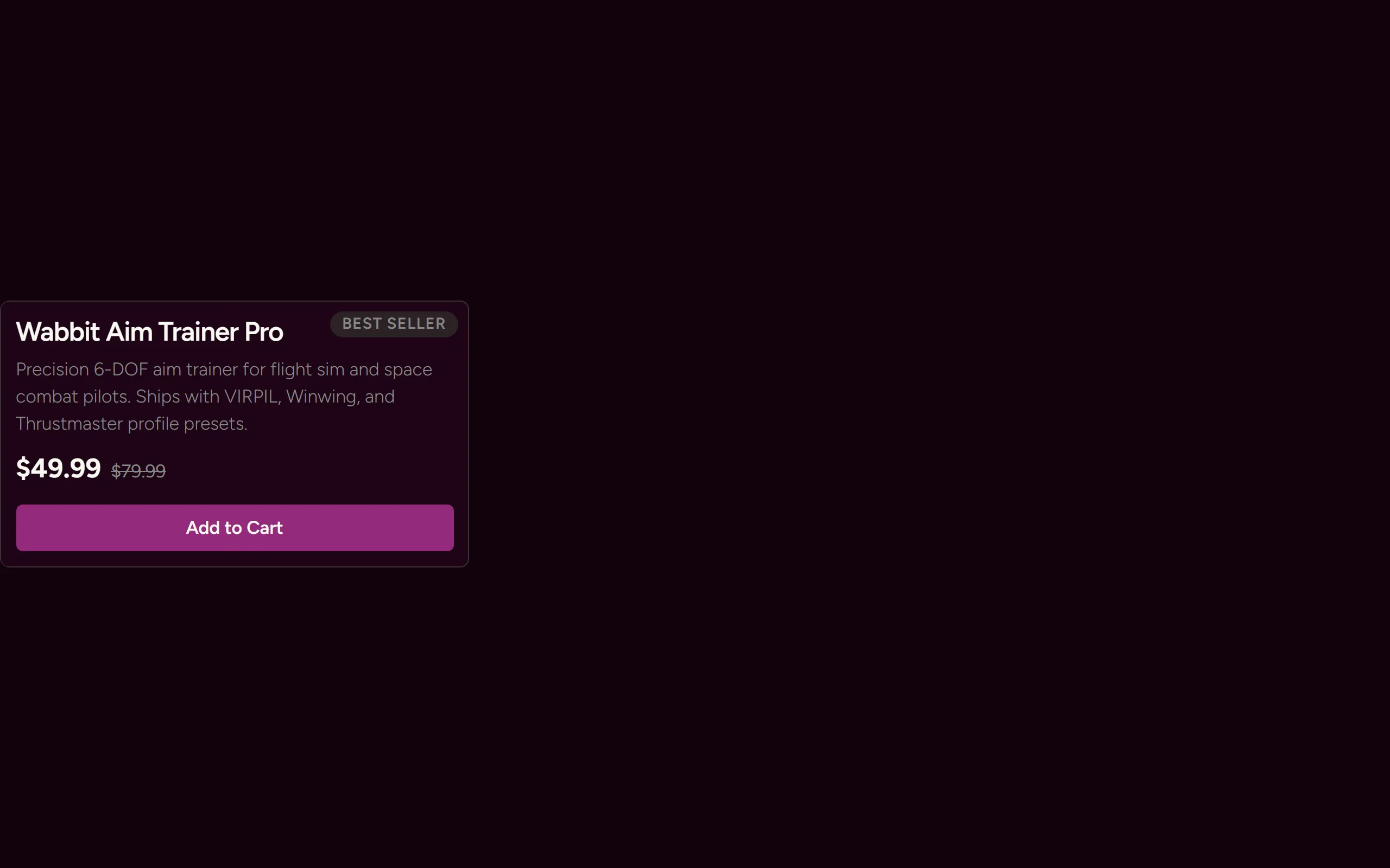 Product Card — dark theme