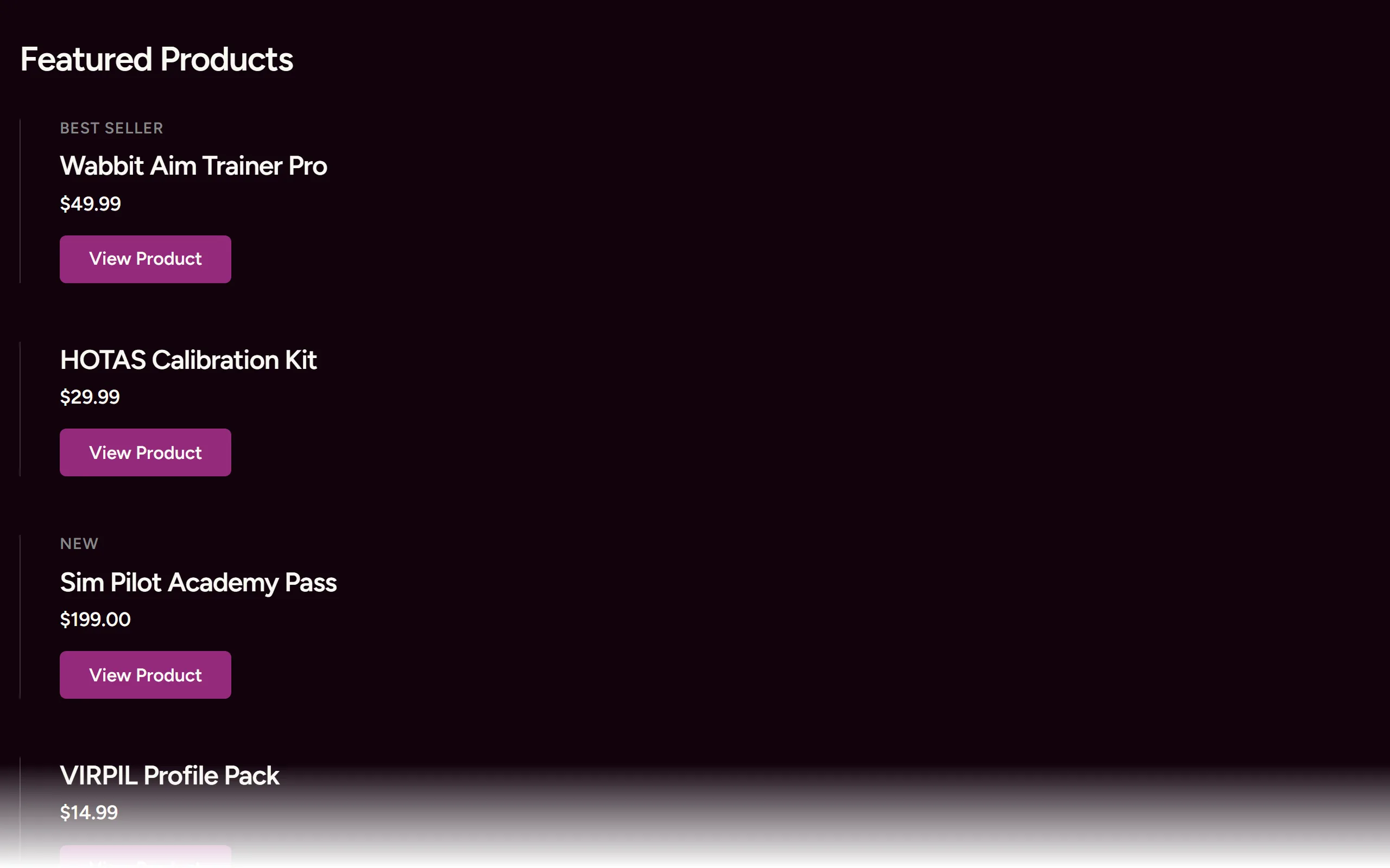 Product Grid — dark theme