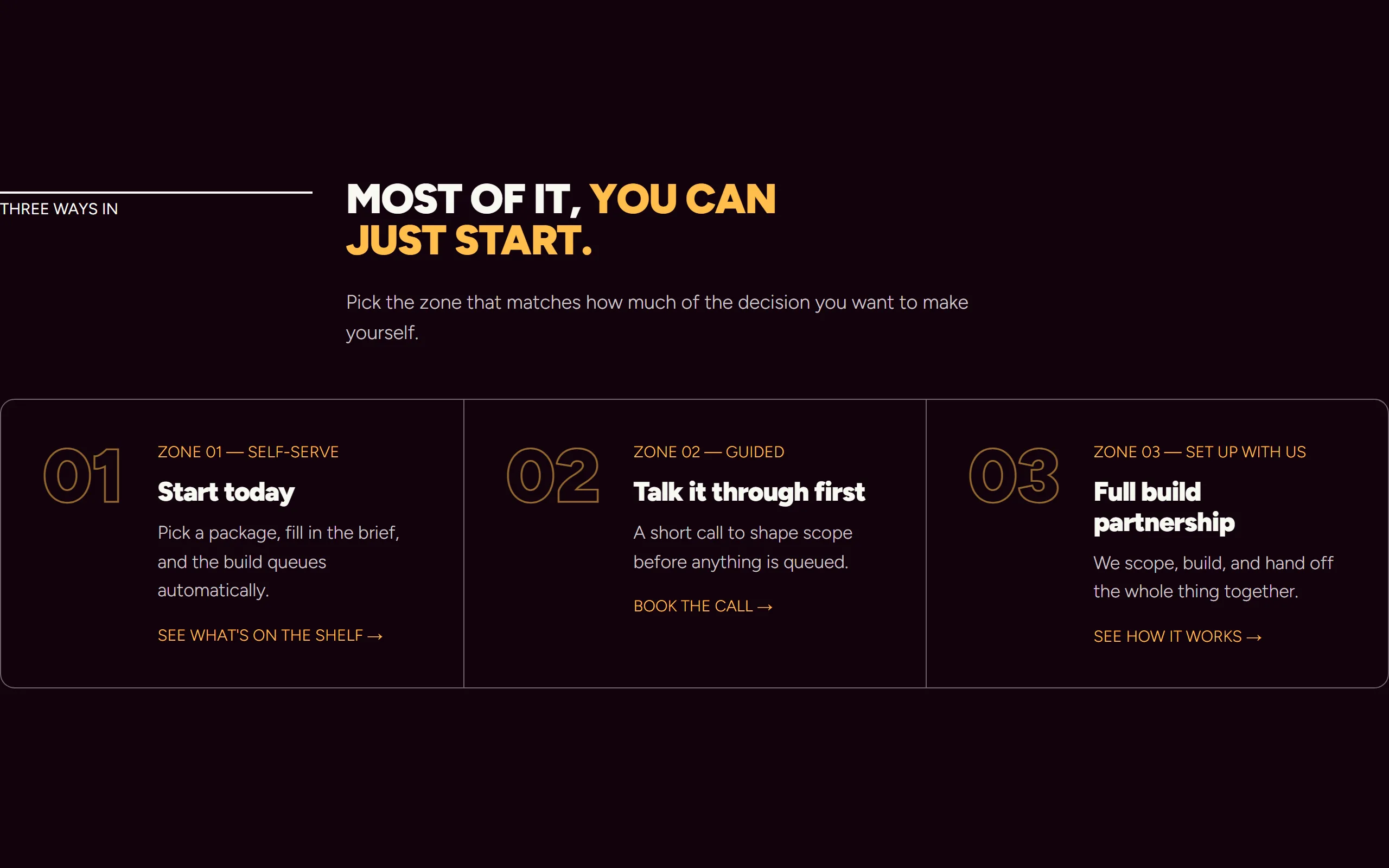Zone Directory — dark theme