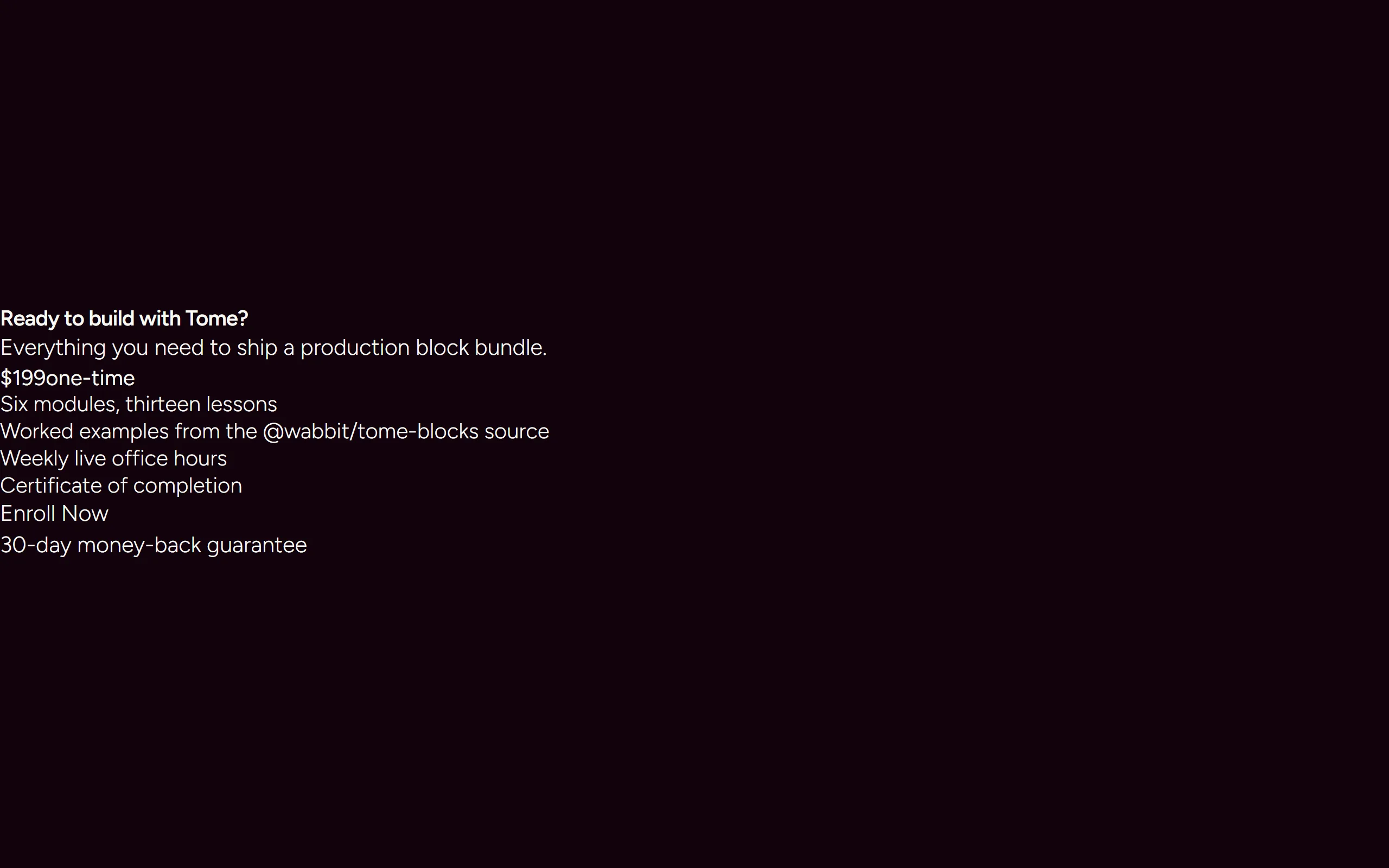 Enrollment CTA — dark theme
